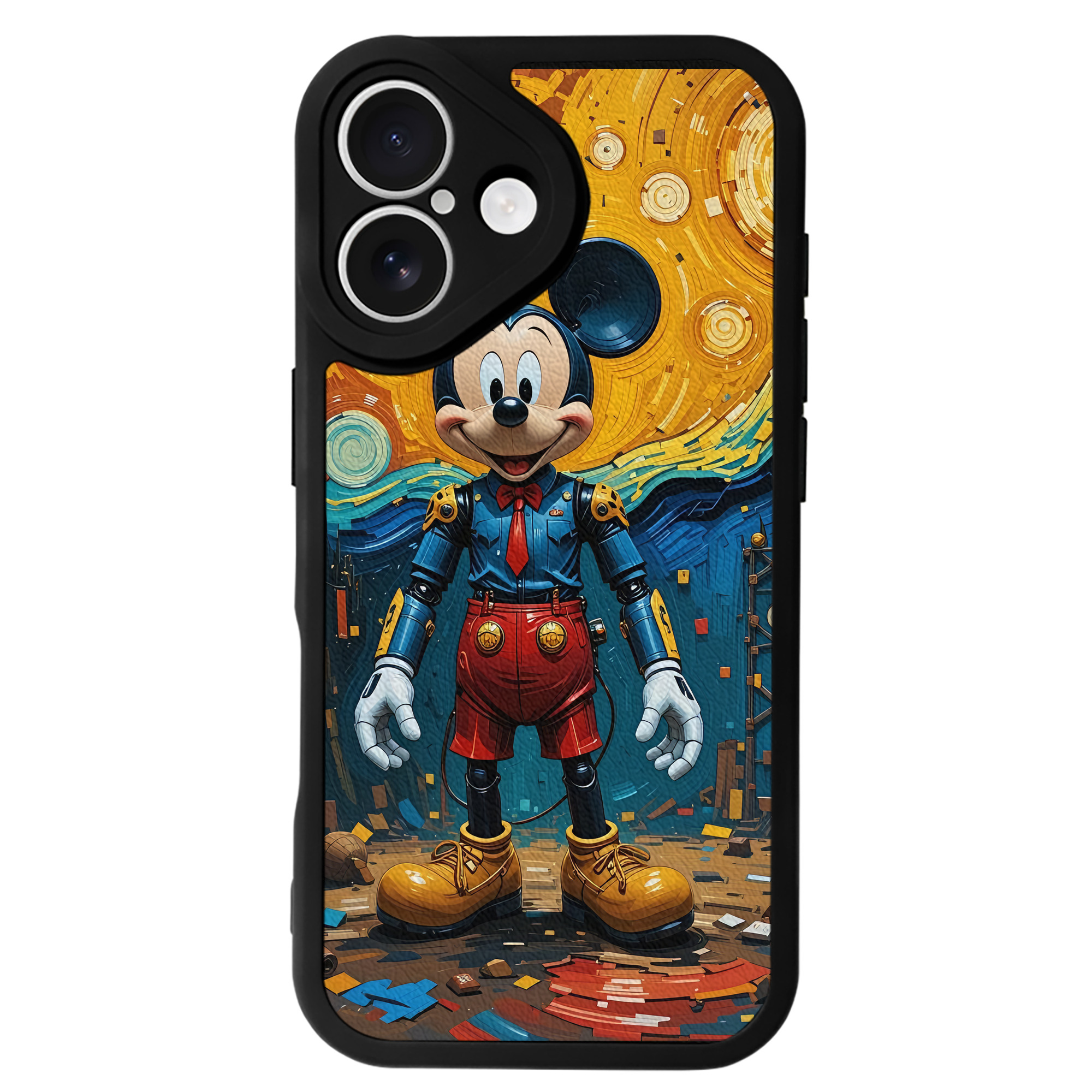 （画像用） ミッキーマウス Mickey Mouse 【iPhone 16シリーズ対応】シリコンスマホケース（レザー調） 材質：シリコン